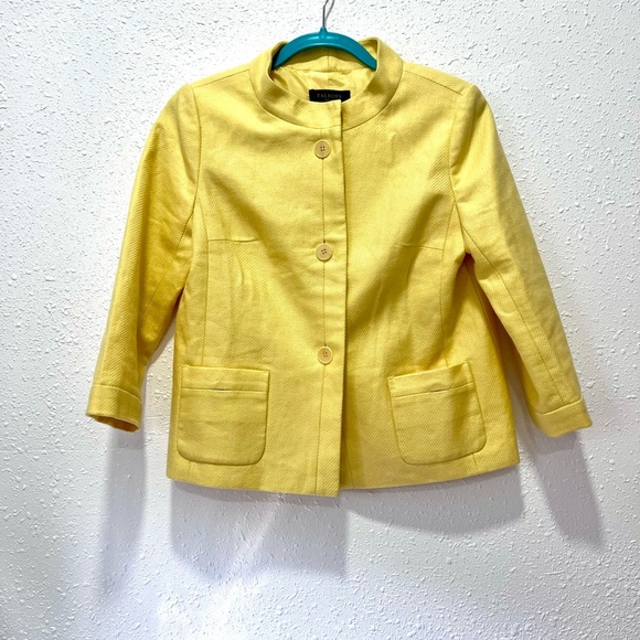 Talbots Sunny Yellow classic button-up 100%linen Jacket 6P - Picture 1 of 8
